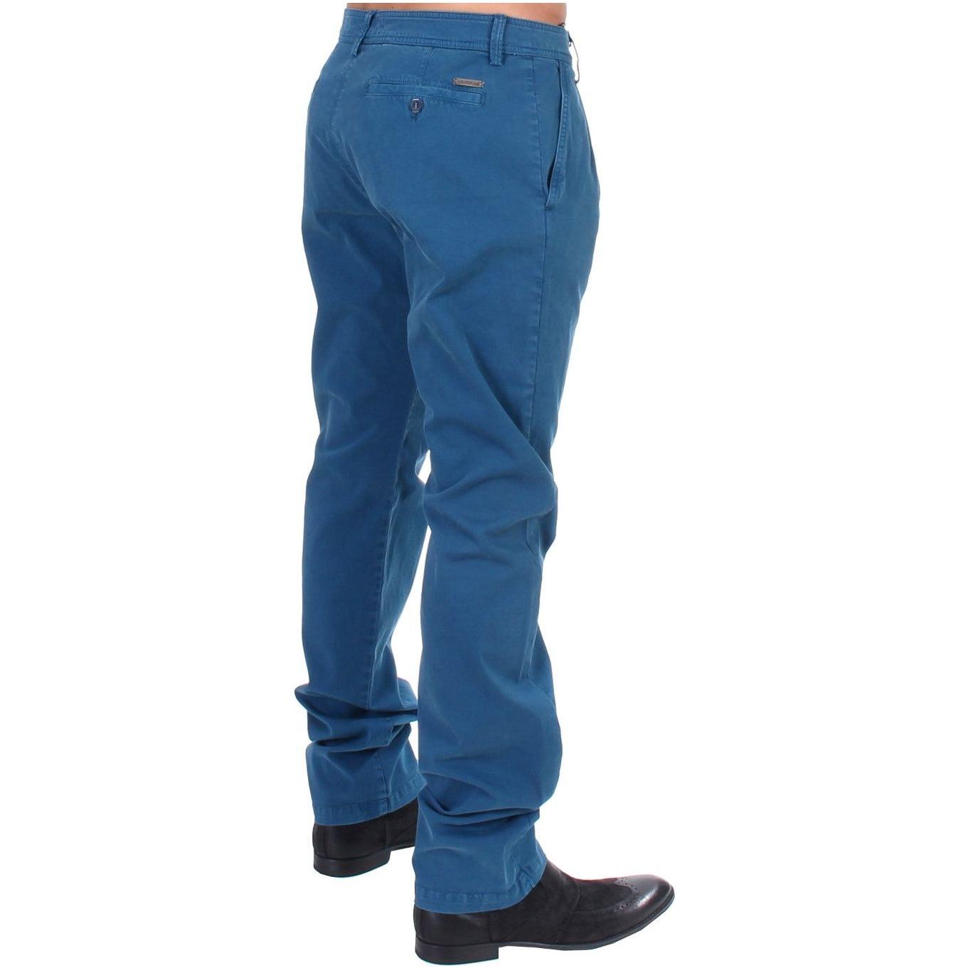 GF Ferre Blue Cotton Straight Fit Chinos GF Ferre