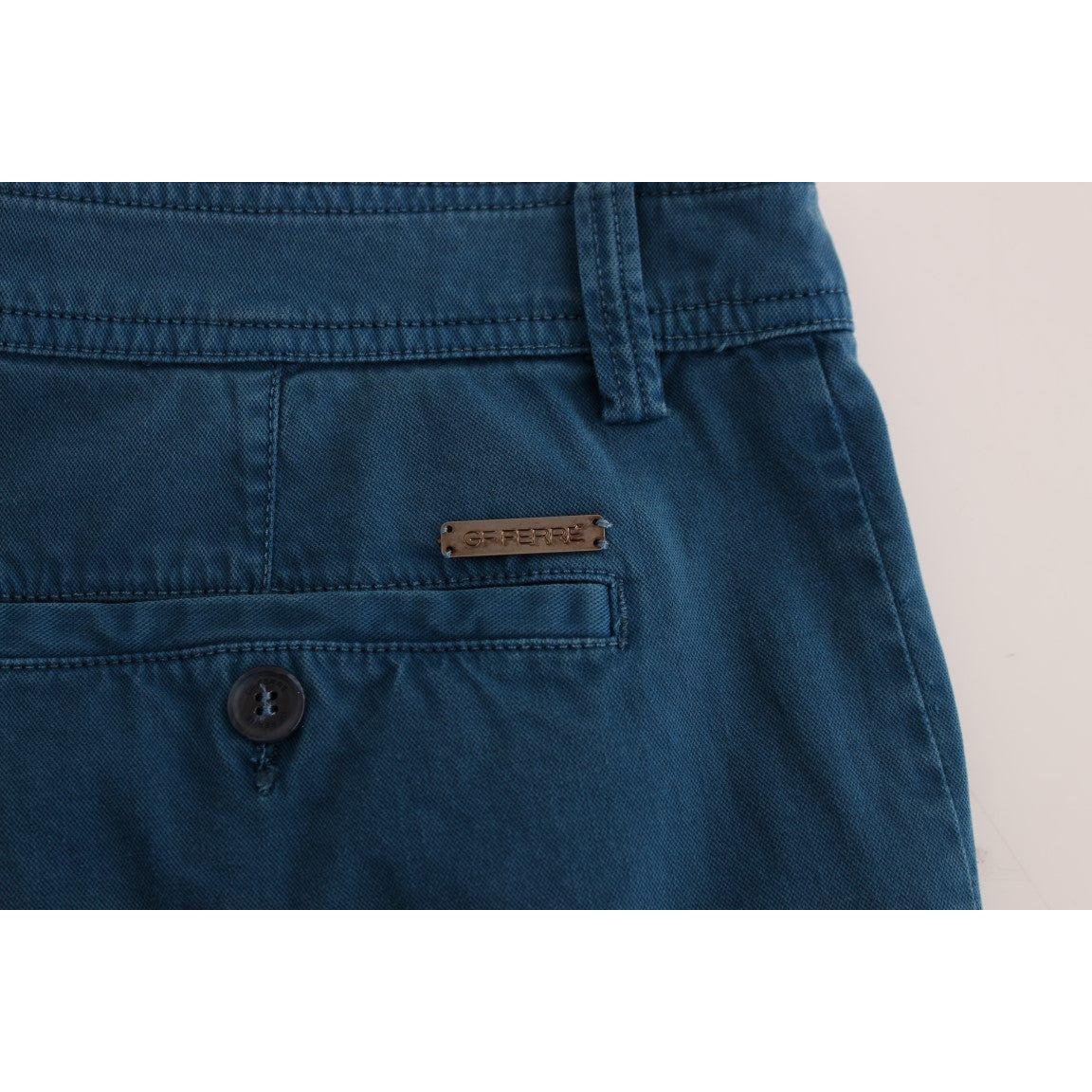 GF Ferre Blue Cotton Straight Fit Chinos GF Ferre