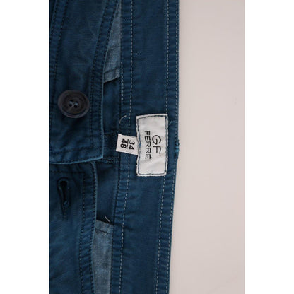 GF Ferre Blue Cotton Straight Fit Chinos GF Ferre