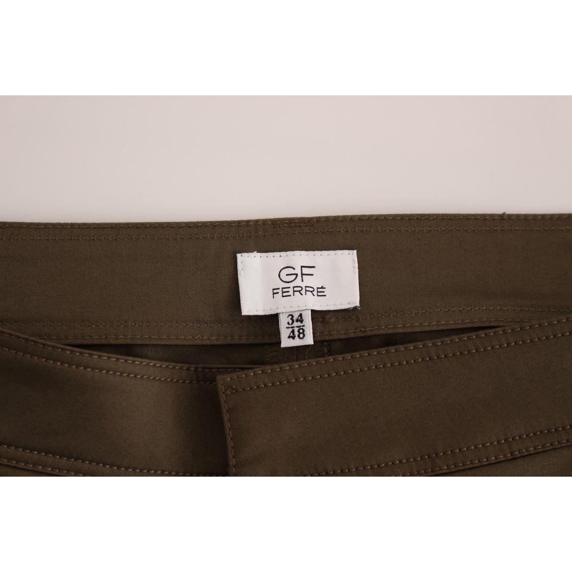 GF Ferre Green Cotton Stretch Comfort Fit Pants GF Ferre