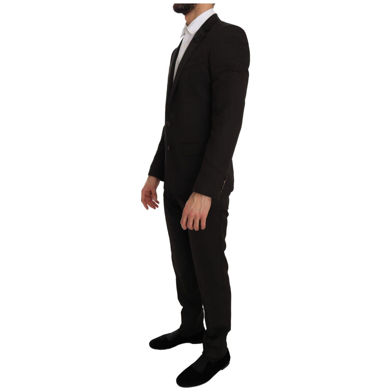 Dolce & Gabbana Brown Wool Crystal Bee Slim Fit MARTINI 1728,65% Wool,67345645728,Brown,Clothing,Dolce & Gabbana,IT46 | S,Material: 35% Viscose,Men,Men - Clothing,New with tags,Suits & Blazers - Clothing,Suits - Men - Clothing,Two-Piece Suits - Suits & Bl
