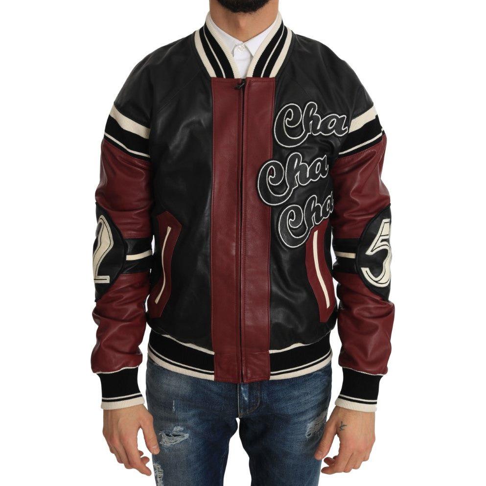 Dolce & Gabbana Leather Club Lounge Black Red Jacket