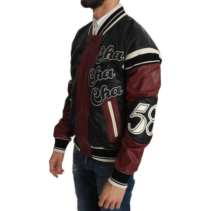 Dolce & Gabbana Leather Club Lounge Black Red Jacket MAN COATS & JACKETS