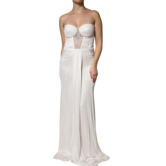 Elisabetta Franchi White Strapless Bustier Mermaid Gown Dress Elisabetta Franchi