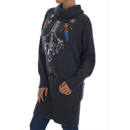Dolce & Gabbana Fairy Tale Crystal Gray Cashmere Sweater