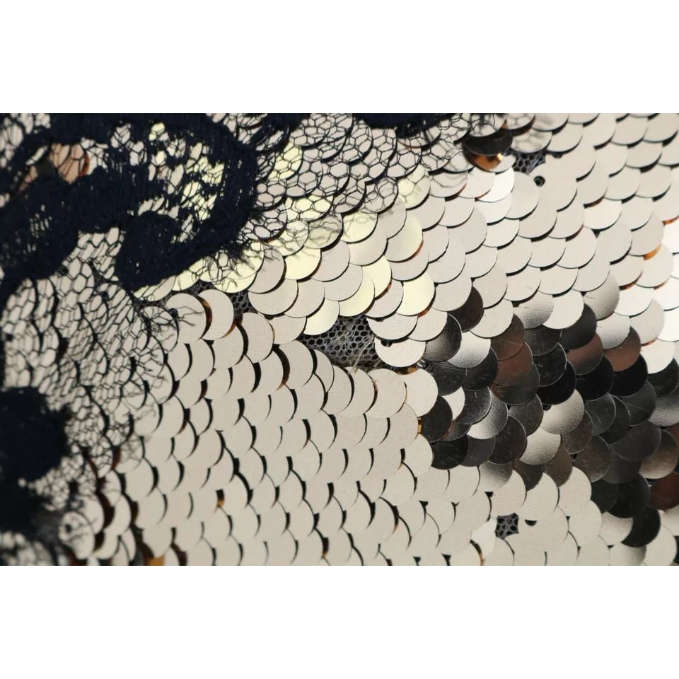 Dolce & Gabbana Gold Strapless Sequin Embellished Lace Dress