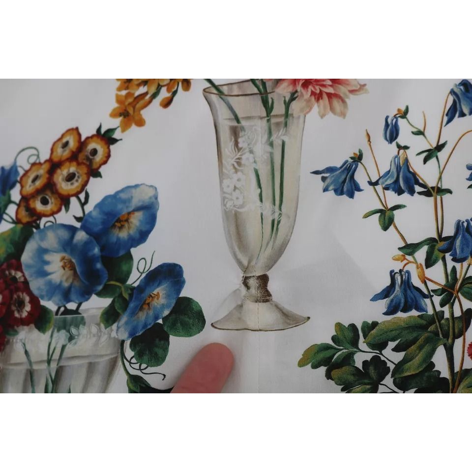 Dolce & Gabbana White Lace Floral Vase Shift Mini Dress