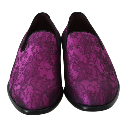 Dolce & Gabbana Elegant Silk-Wool Blend Loafers in Purple