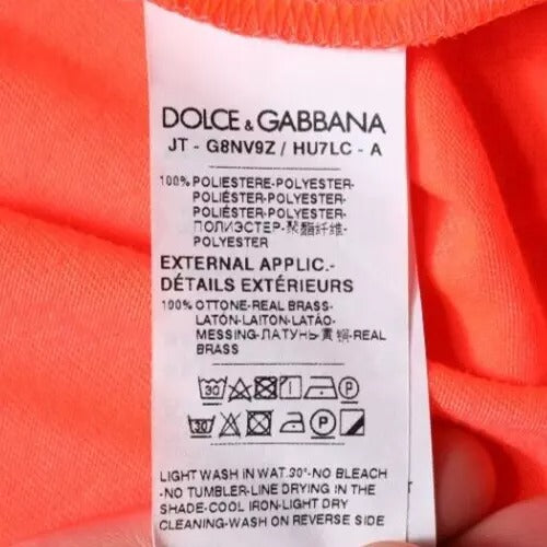 Dolce & Gabbana Orange Logo Polyester Crew Neck T-shirt TSH87636-56