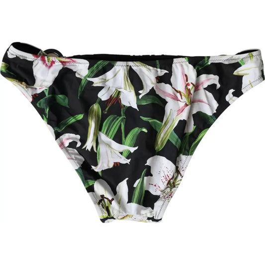 Dolce & Gabbana Black Lily Print Swimwear Bottom Beachwear Bikini Dolce & Gabbana Light Gray