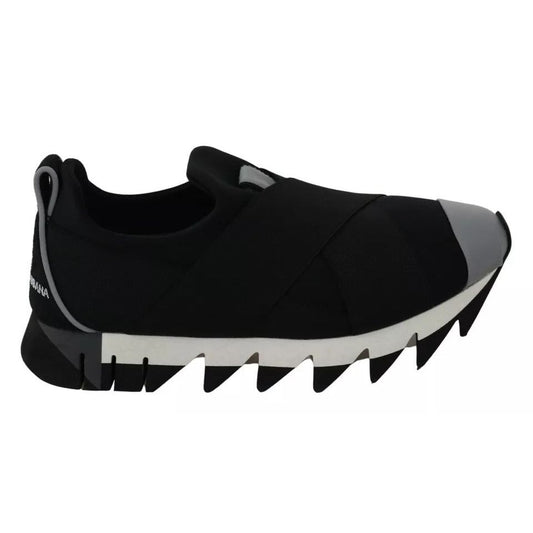 Dolce & Gabbana Black Shark Neoprene Stretch Sneakers Shoes LA6453-36