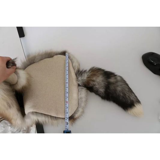 Dolce & Gabbana Brown Fox Tail Fur Shawl Neck Wrap Cover Collar Scarf