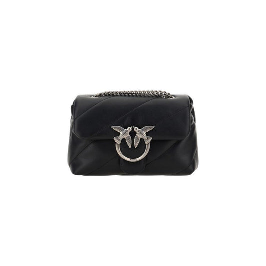 PINKO Black Calf Leather Bos Taurus Shoulder Bag