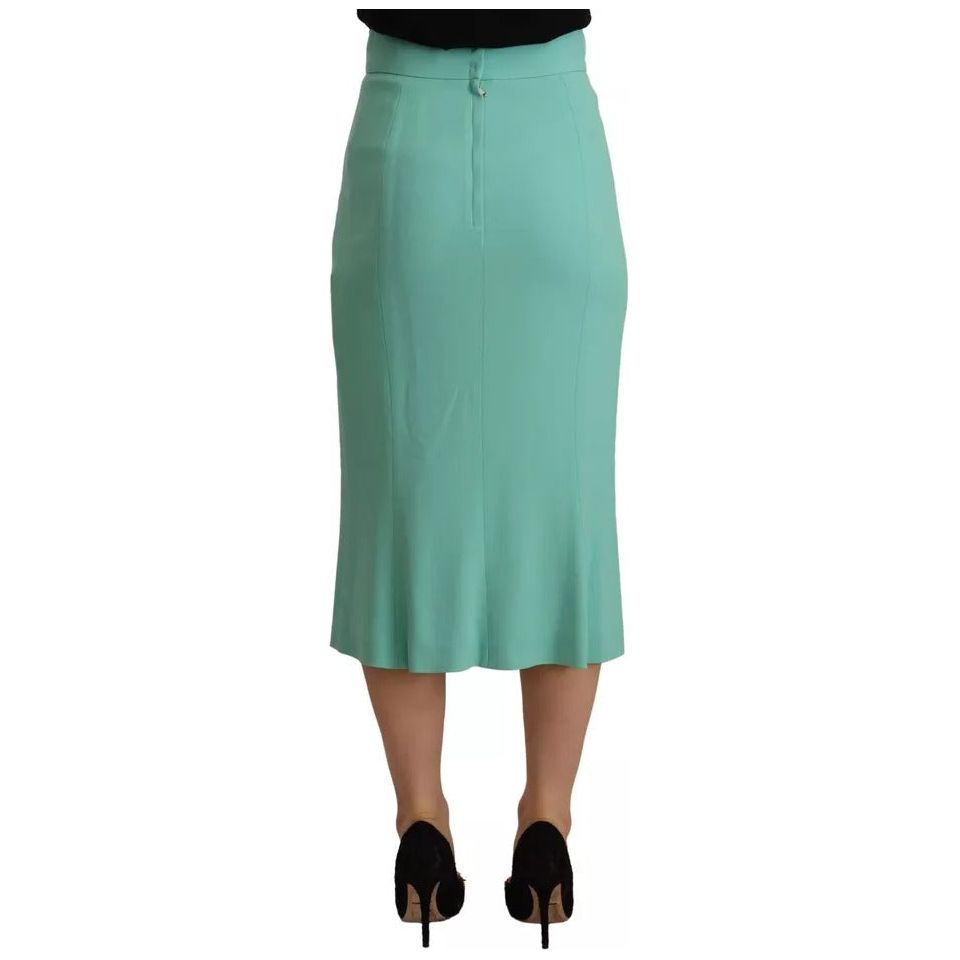 Dolce & Gabbana Mint Green Viscose Pencil Cut Midi Skirt SKI1608-38