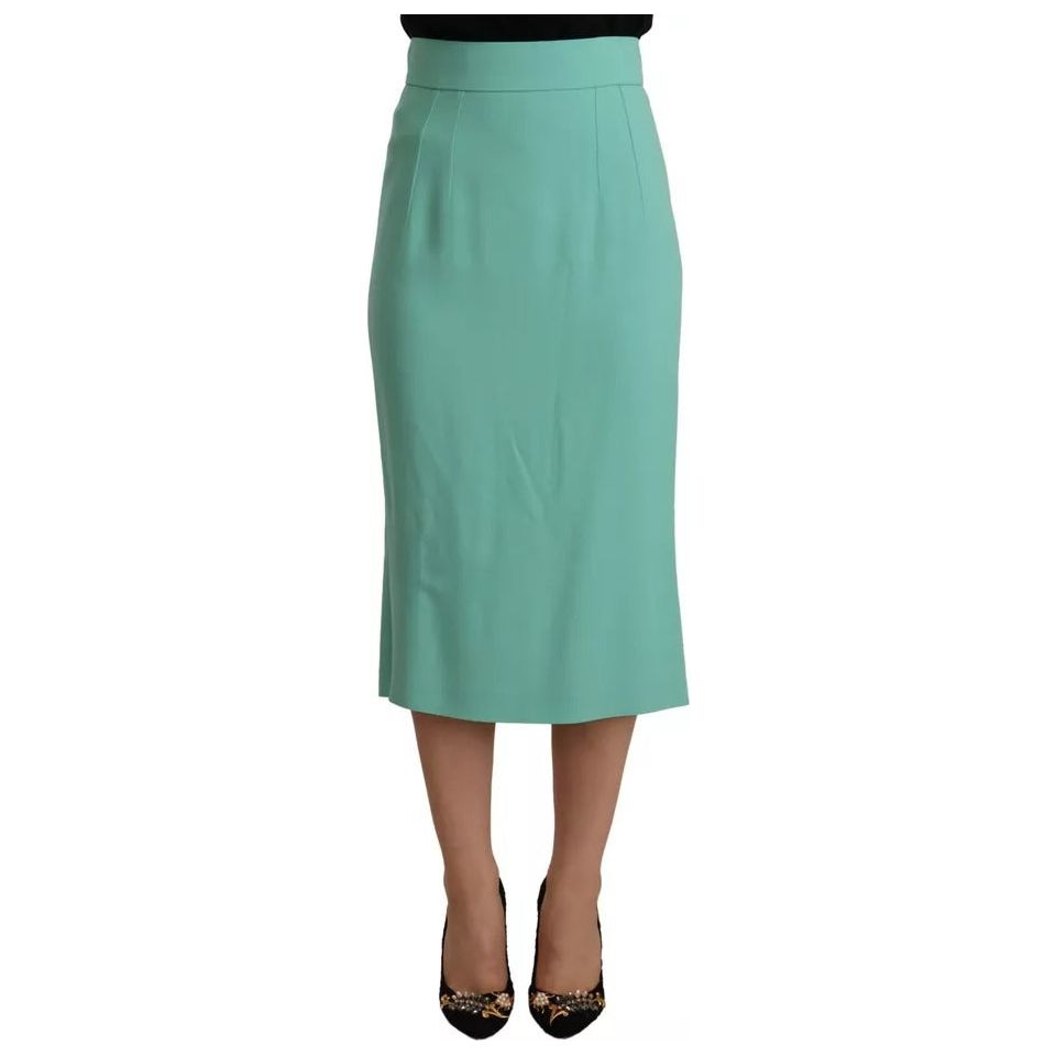 Dolce & Gabbana Mint Green Viscose Pencil Cut Midi Skirt SKI1608-38