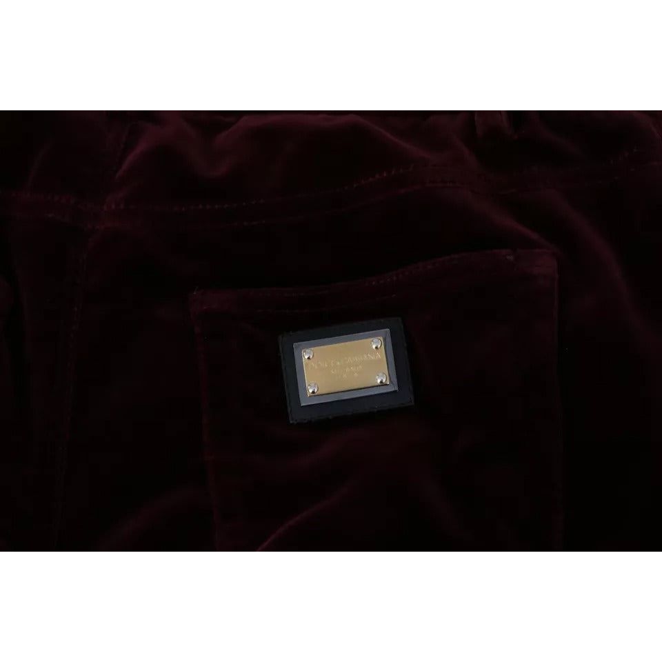 Dolce & Gabbana Bordeaux Velvet Stretch Slim Fit Pants PAN71091-40
