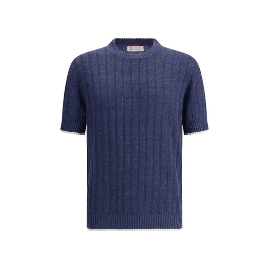 Brunello Cucinelli Ribbed T-Shirt Brunello Cucinelli Dark Slate Gray