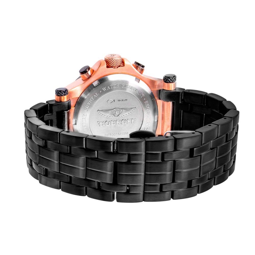 Bobroff Black Stainless Steel Dress Watch