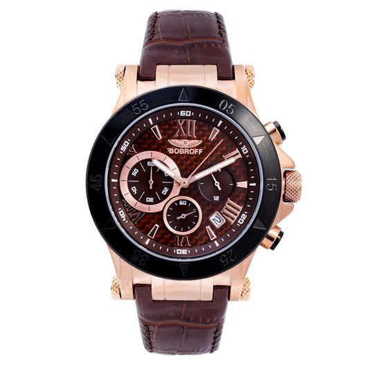 Bobroff Brown Leather Dress Watch 1728,67434610848,Accessories,Bobroff,Brown,Dress Watches - Watches - Accessories,Men,New with tags,Watches - Accessories
