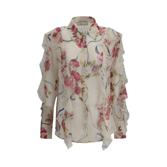 Blumarine Floral silk chiffon Shirt Blumarine Rosy Brown