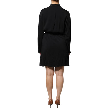 Emporio Armani Black Viscose Long Sleeves A-line Mini Dress