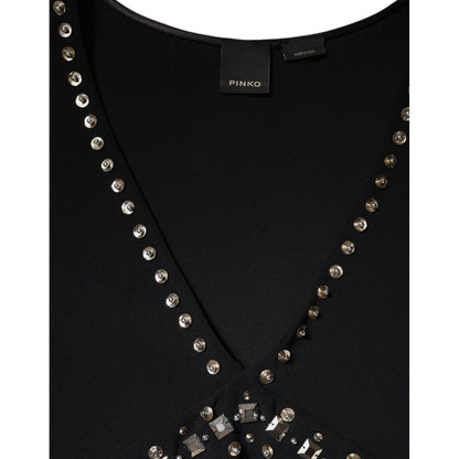 PINKO Black Embellished Polyester Sleeveless Shift A-line Mini Dress