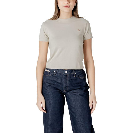 Calvin Klein Jeans Beige Cotton Tops & T-Shirt Calvin Klein Jeans Dark Slate Gray
