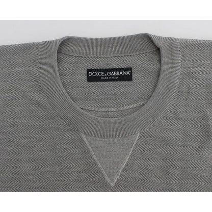 Dolce & Gabbana Gray Crewneck Pullover Silk Sweater
