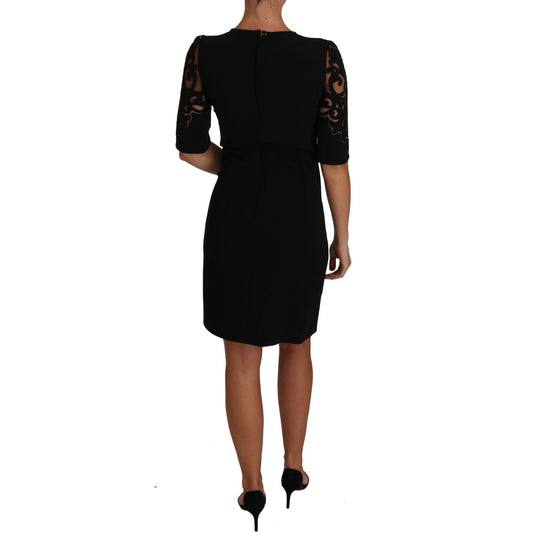 Dolce & Gabbana Black Floral Cut Out Pattern Coctail Dress