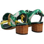 Dolce & Gabbana Green Crystal Fur Embellished Sandals Shoes LA12449-36.5
