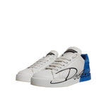 Dolce & Gabbana White Blue Logo Portofino Sneakers Shoes LA12434-35