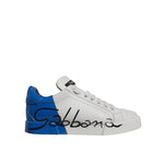 Dolce & Gabbana White Blue Logo Portofino Sneakers Shoes LA12434-35