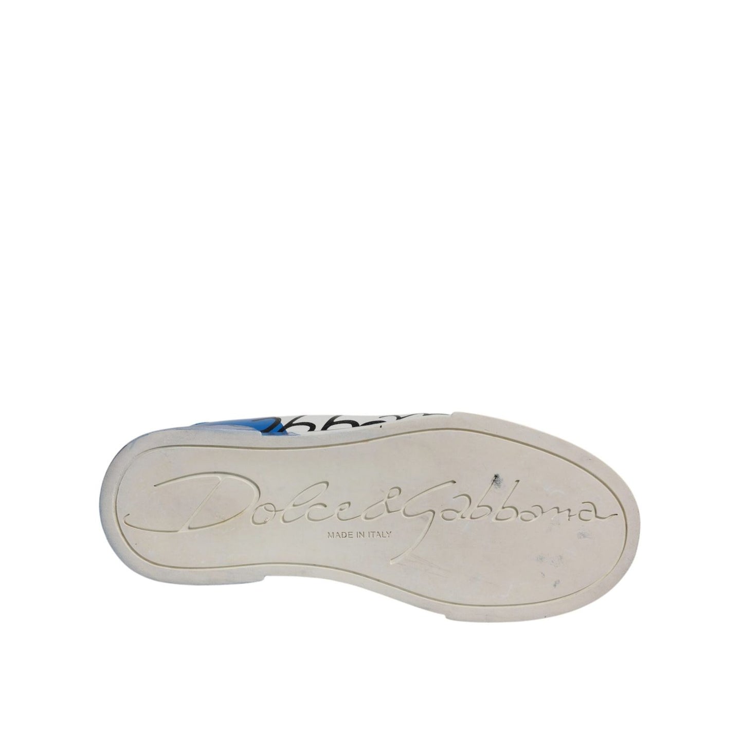 Dolce & Gabbana White Blue Logo Portofino Sneakers Shoes LA12434-35