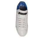Dolce & Gabbana White Blue Logo Portofino Sneakers Shoes LA12434-35