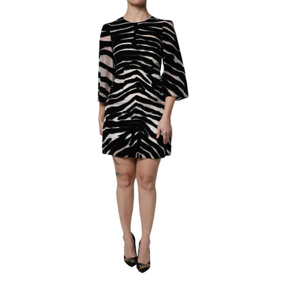 Dolce & Gabbana Black White Zebra A-line Sheath Mini Dress Dolce & Gabbana