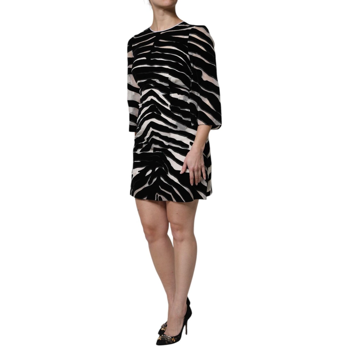 Dolce & Gabbana Black White Zebra A-line Sheath Mini Dress Dolce & Gabbana