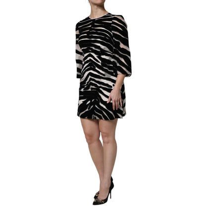 Dolce & Gabbana Black White Zebra A-line Sheath Mini Dress Dolce & Gabbana