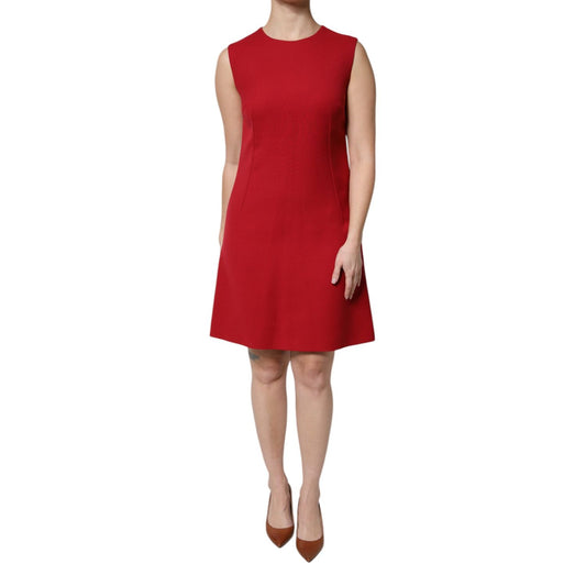 Dolce & Gabbana Red Wool Sleeveless Knee Length A-line Dress