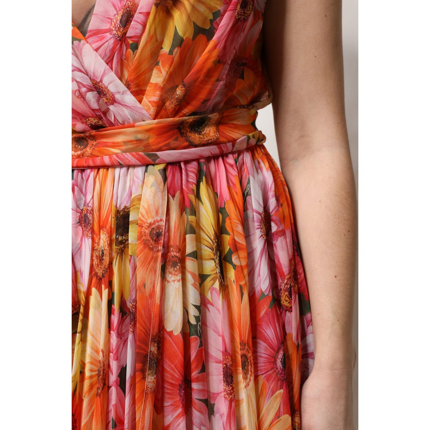 Dolce & Gabbana Multicolor Floral Silk V-neck Chiffon Dress Dolce & Gabbana