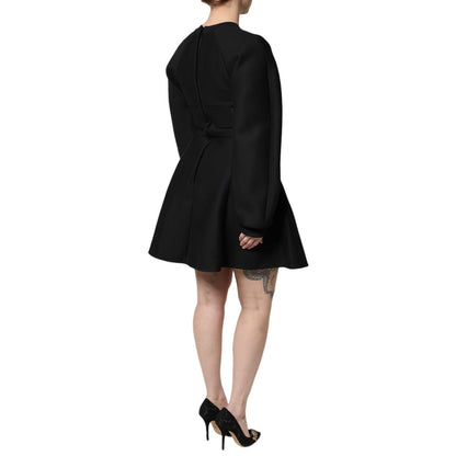 Dolce & Gabbana Black Cotton Long Sleeves A-line Mini Dress Dolce & Gabbana