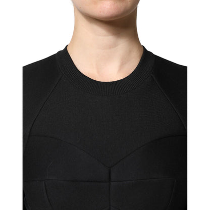 Dolce & Gabbana Black Cotton Long Sleeves A-line Mini Dress Dolce & Gabbana