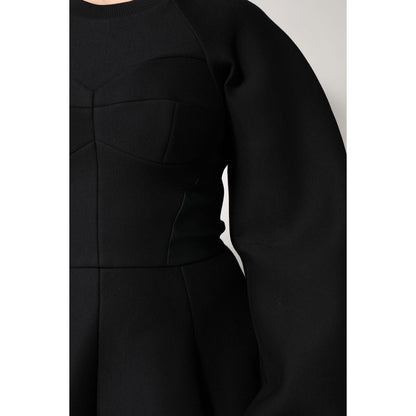 Dolce & Gabbana Black Cotton Long Sleeves A-line Mini Dress Dolce & Gabbana