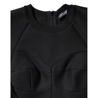 Dolce & Gabbana Black Cotton Long Sleeves A-line Mini Dress Dolce & Gabbana
