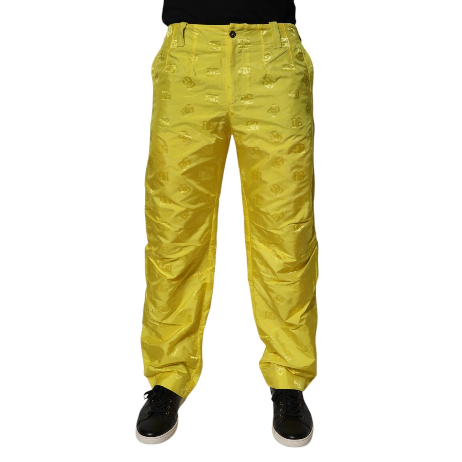 Dolce & Gabbana Yellow DG Monogram Polyester Straight Pants