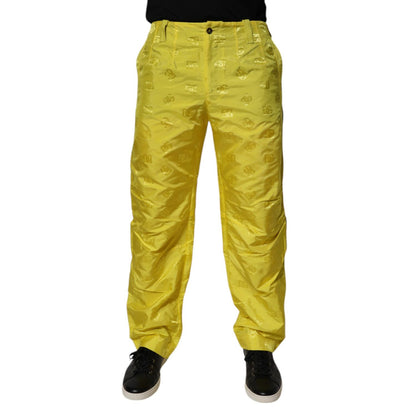 Dolce & Gabbana Yellow DG Monogram Polyester Straight Pants
