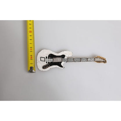 Dolce & Gabbana Gold Brass Logo Beaded Guitar Pin Brooch