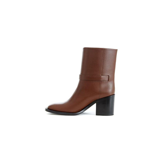 Burberry Brown Leather Boot Burberry Dark Olive Green