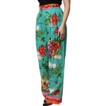 Dolce & Gabbana Green Silk Printed Straight Pants PAN76260-42