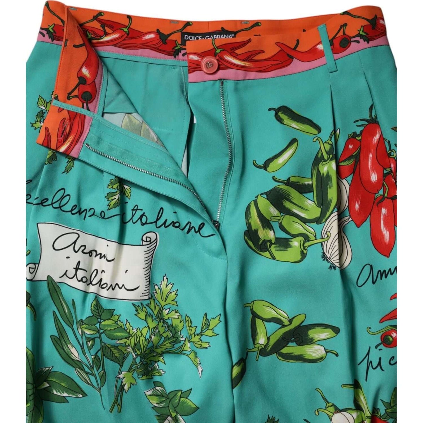 Dolce & Gabbana Green Silk Printed Straight Pants PAN76260-42
