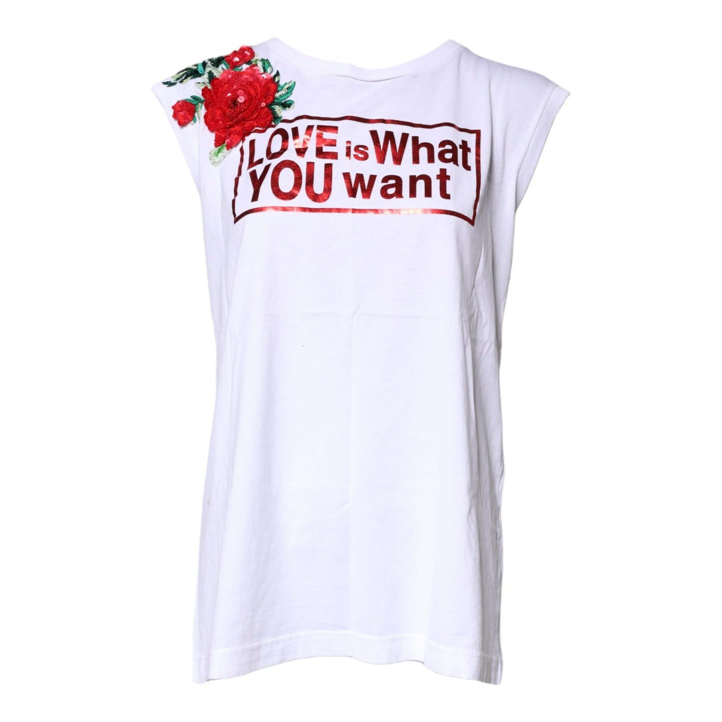Dolce & Gabbana White Floral Graphic Print Sleeveless Tank Top TSH878647-40